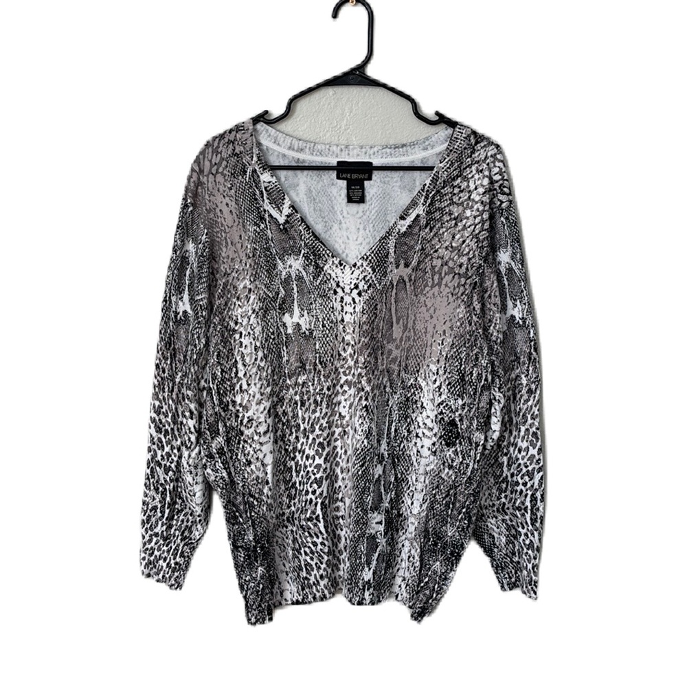 Lane Bryant Snake Skin Animal Print Metallic Silver Brown Sweater Size 18/20